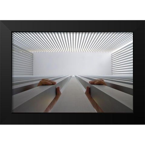 Out! Black Modern Wood Framed Art Print by P Neto, Filipe