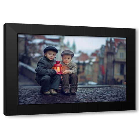 Twilight Light Black Modern Wood Framed Art Print by Tomsickova, Tatyana