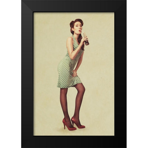 Pin Up Girl Black Modern Wood Framed Art Print by Peeters, Bart