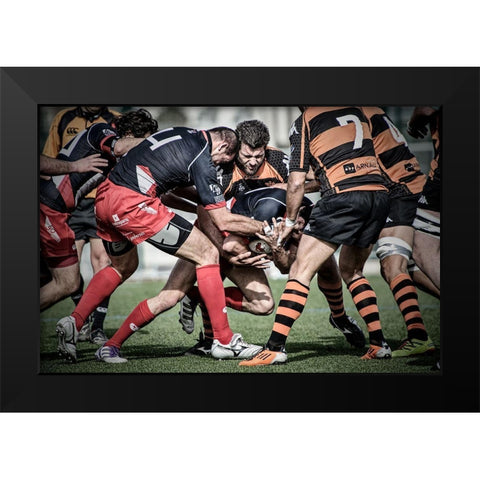 The Coup Black Modern Wood Framed Art Print by March, Cesar