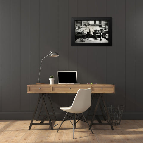 Just One Day Alone (Family Portrait) Black Modern Wood Framed Art Print by Miserini, Stefano
