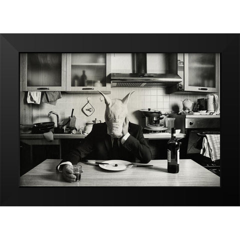 Just One Day Alone (Family Portrait) Black Modern Wood Framed Art Print by Miserini, Stefano