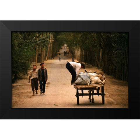 Road To Kashgar Black Modern Wood Framed Art Print by Urlings, Lou