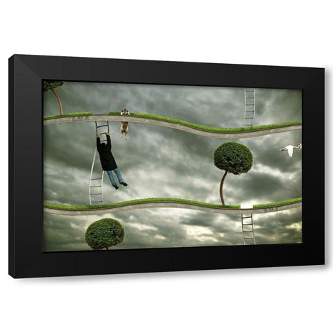 Last Level Black Modern Wood Framed Art Print by Solo, Mister