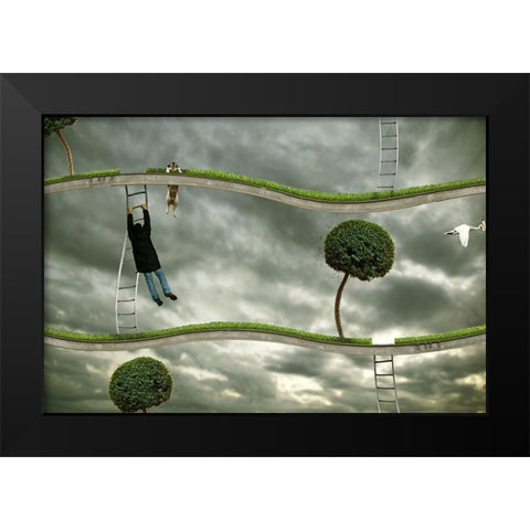Last Level Black Modern Wood Framed Art Print by Solo, Mister