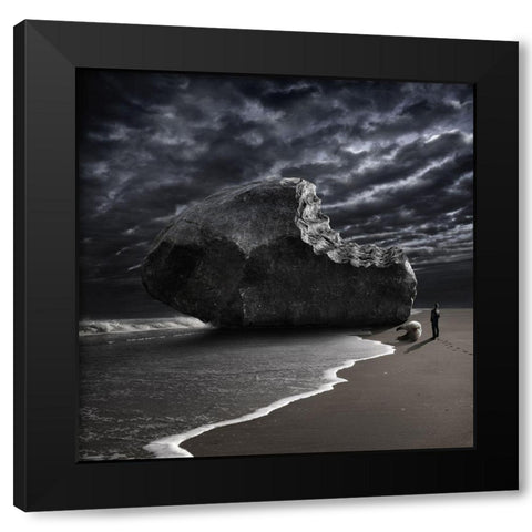 Hard Rock Black Modern Wood Framed Art Print by Kiciak, Christophe