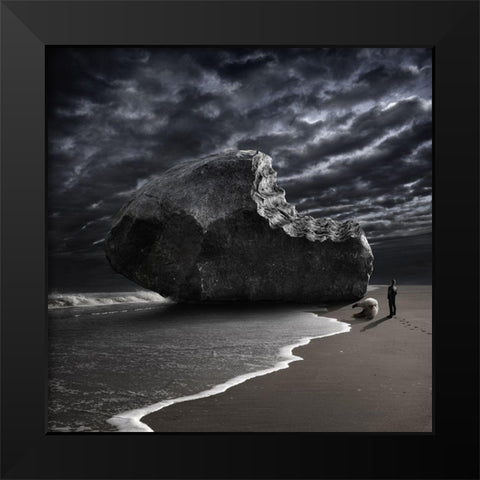 Hard Rock Black Modern Wood Framed Art Print by Kiciak, Christophe