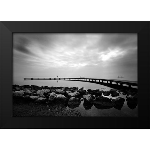 Wait... Black Modern Wood Framed Art Print by Kasim, Murat