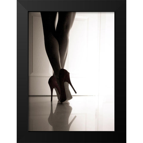 Red Violin Black Modern Wood Framed Art Print by Schottstaedt, Erik