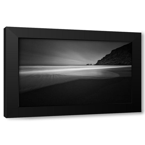 ... Black Beach Black Modern Wood Framed Art Print with Double Matting by Hoffmann, Raymond