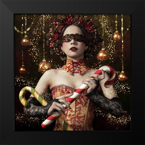 Mistress Of The Bright Night Black Modern Wood Framed Art Print by Murakami, Kiyo