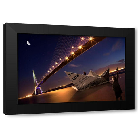 News Of The World Black Modern Wood Framed Art Print with Double Matting by Kiciak, Christophe