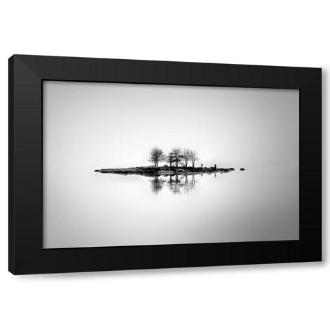 The Floating Island Black Modern Wood Framed Art Print with Double Matting by Markova, Albena