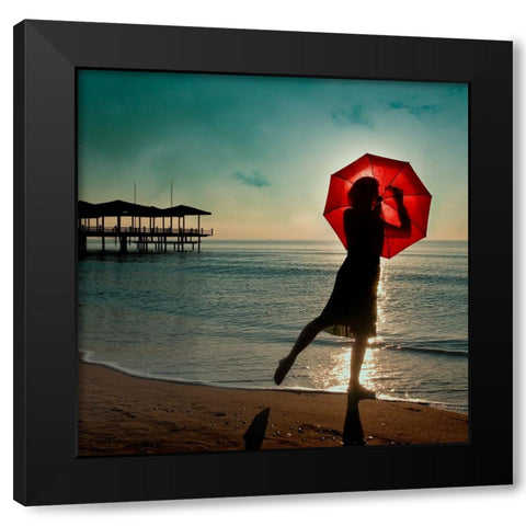 Watch Her Disappear Black Modern Wood Framed Art Print by Ambra