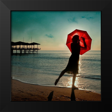 Watch Her Disappear Black Modern Wood Framed Art Print by Ambra