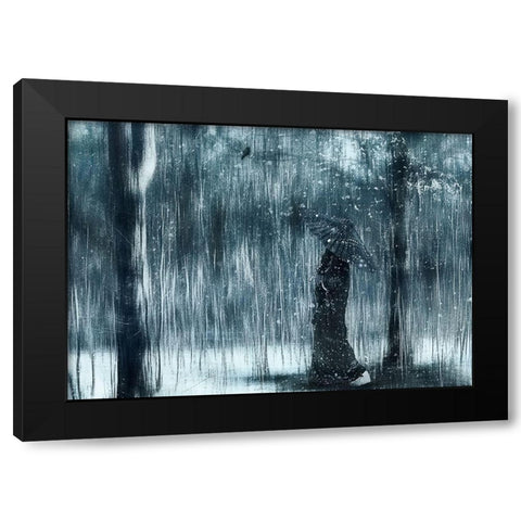 Snowfall Black Modern Wood Framed Art Print with Double Matting by Melik-Nubarova, Svetlana