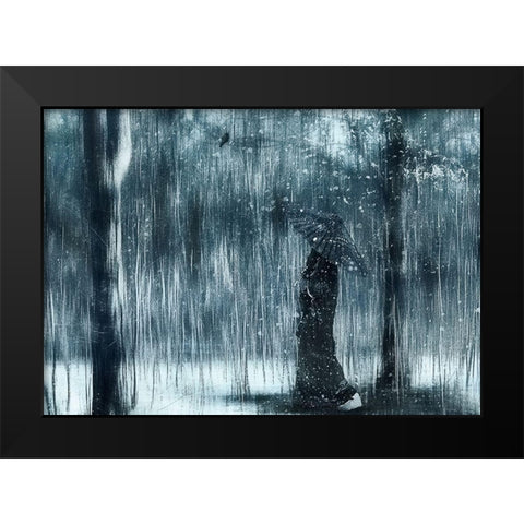 Snowfall Black Modern Wood Framed Art Print by Melik-Nubarova, Svetlana