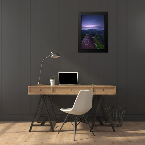 Great Wall Black Modern Wood Framed Art Print by Zhang, Yan