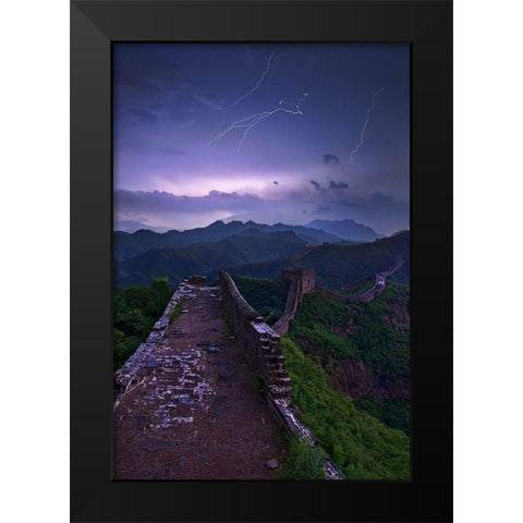 Great Wall Black Modern Wood Framed Art Print by Zhang, Yan