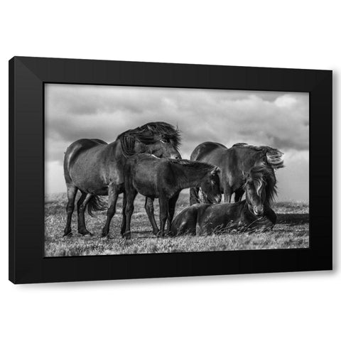 Happy Family Black Modern Wood Framed Art Print with Double Matting by Ingibergsson, Bragi