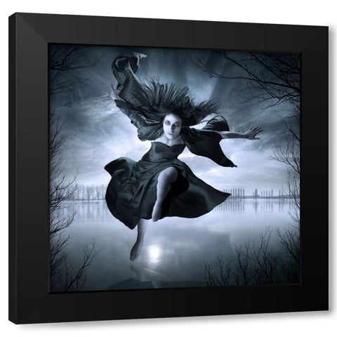 Frozen Black Modern Wood Framed Art Print by Kiciak, Christophe