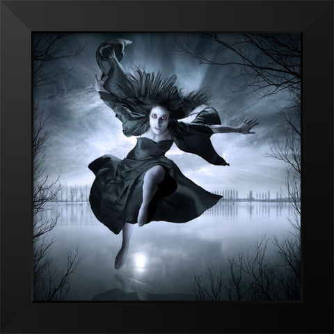 Frozen Black Modern Wood Framed Art Print by Kiciak, Christophe