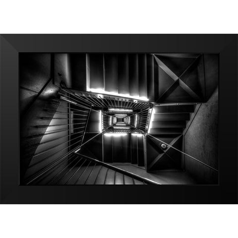X-Spiral Black Modern Wood Framed Art Print by Hara, Tomoshi