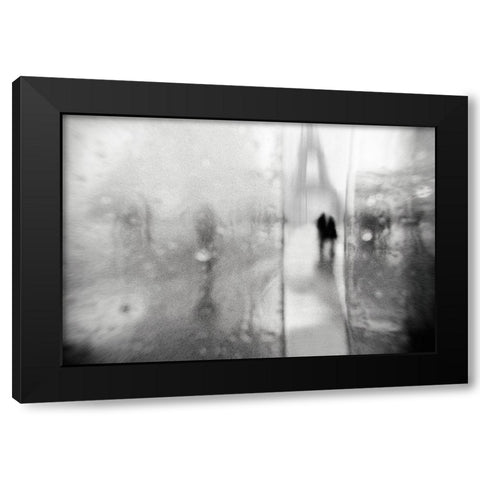 Love Story In Paris Black Modern Wood Framed Art Print with Double Matting by Drigny, Eric