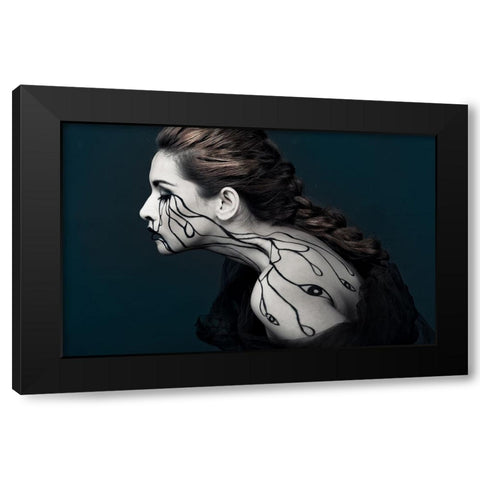 Eye To Eyes Black Modern Wood Framed Art Print with Double Matting by Yogasara, Yudhistira