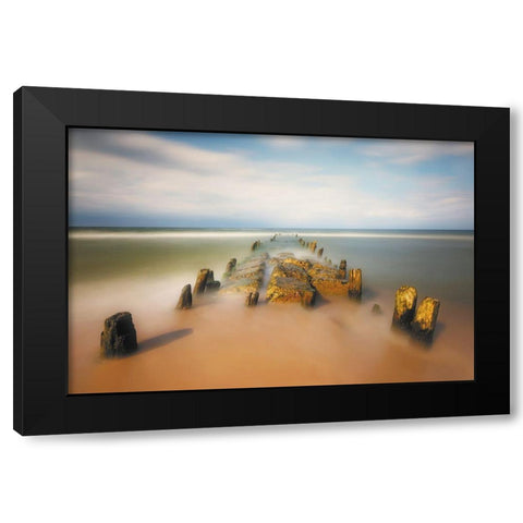 Sea Road Black Modern Wood Framed Art Print by Krol, Piotr