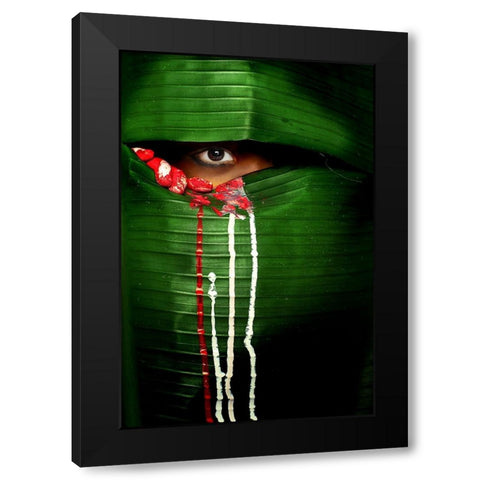 Mysterious Eye Black Modern Wood Framed Art Print by Zen, Adithya