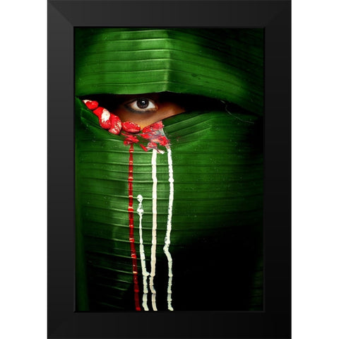 Mysterious Eye Black Modern Wood Framed Art Print by Zen, Adithya