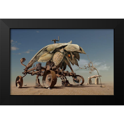 K 216 Black Modern Wood Framed Art Print by Penchev, Radoslav