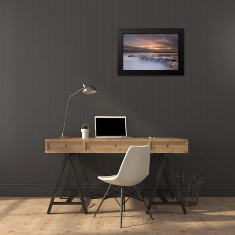 Waterfall Black Modern Wood Framed Art Print by L, Yan