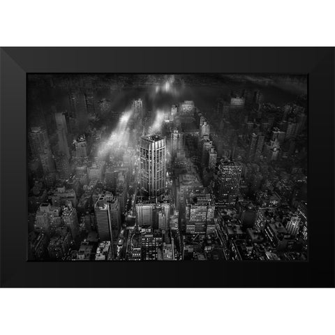 New York City Black Modern Wood Framed Art Print by Londal, Leif