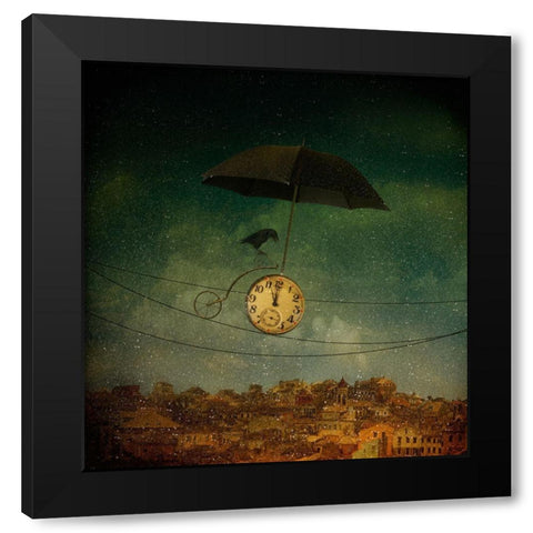 Timekeeper Black Modern Wood Framed Art Print by Melik-Nubarova, Svetlana