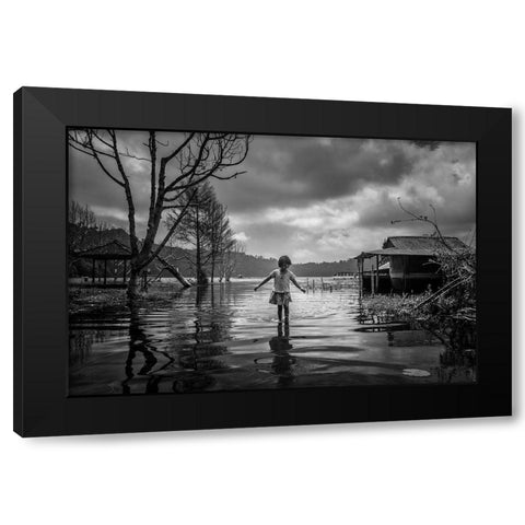 Alone Black Modern Wood Framed Art Print with Double Matting by Song, Gunarto