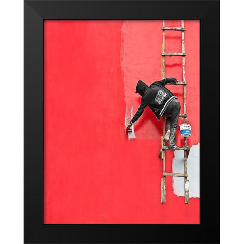 Painting In Progress Black Modern Wood Framed Art Print by Kisworo, Sebastian