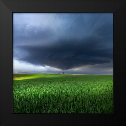 Thunderstorm Cell Over The Alb Plateau Black Modern Wood Framed Art Print by Schumacher, Nicolas