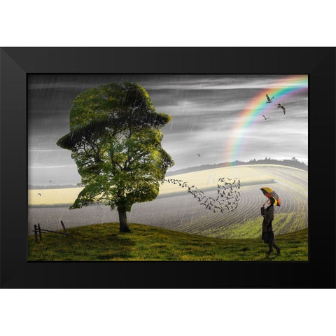 Point Of View Black Modern Wood Framed Art Print by Kiciak, Christophe