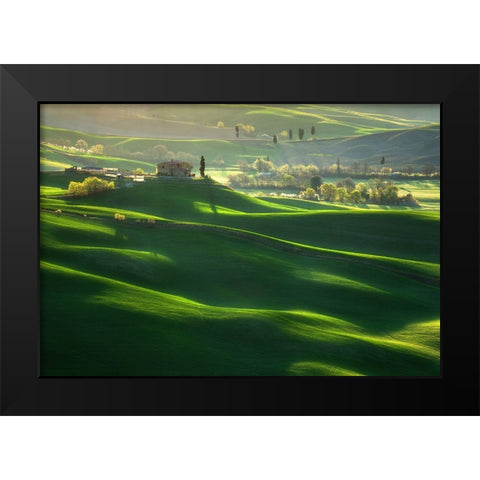 Green Waves... Black Modern Wood Framed Art Print by Browko, Krzysztof