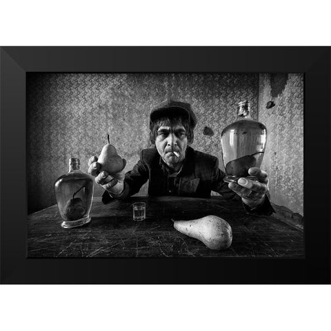 Eat Or Drink? Black Modern Wood Framed Art Print by Grobenski, Mario
