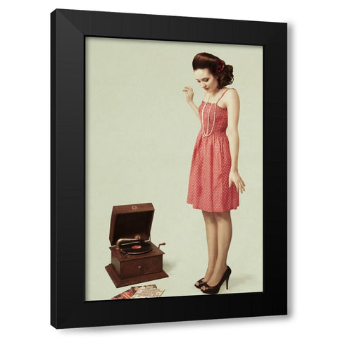 Pin Up Girl Iii Black Modern Wood Framed Art Print with Double Matting by Peeters, Bart