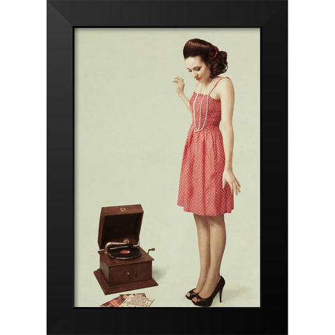 Pin Up Girl Iii Black Modern Wood Framed Art Print by Peeters, Bart