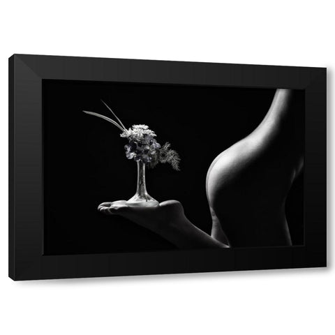 Little Flower Stand Black Modern Wood Framed Art Print with Double Matting by Galon Ma, Derek
