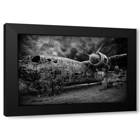 The Flight Of The Damned Black Modern Wood Framed Art Print by Eliash, Tomer