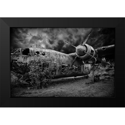 The Flight Of The Damned Black Modern Wood Framed Art Print by Eliash, Tomer