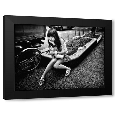Girl Black Modern Wood Framed Art Print with Double Matting by Suzuki, Tatsuo
