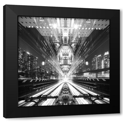 Electro Warp Black Modern Wood Framed Art Print with Double Matting by Tajima, Koji