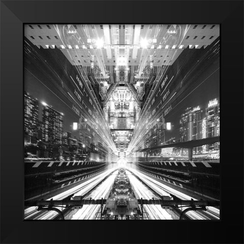 Electro Warp Black Modern Wood Framed Art Print by Tajima, Koji